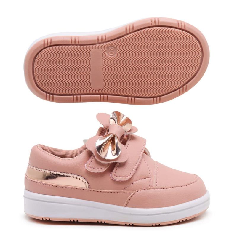 Tênis Infantil Feminino Escolar Menina Kids Cano Baixo Preto e Rosa ...