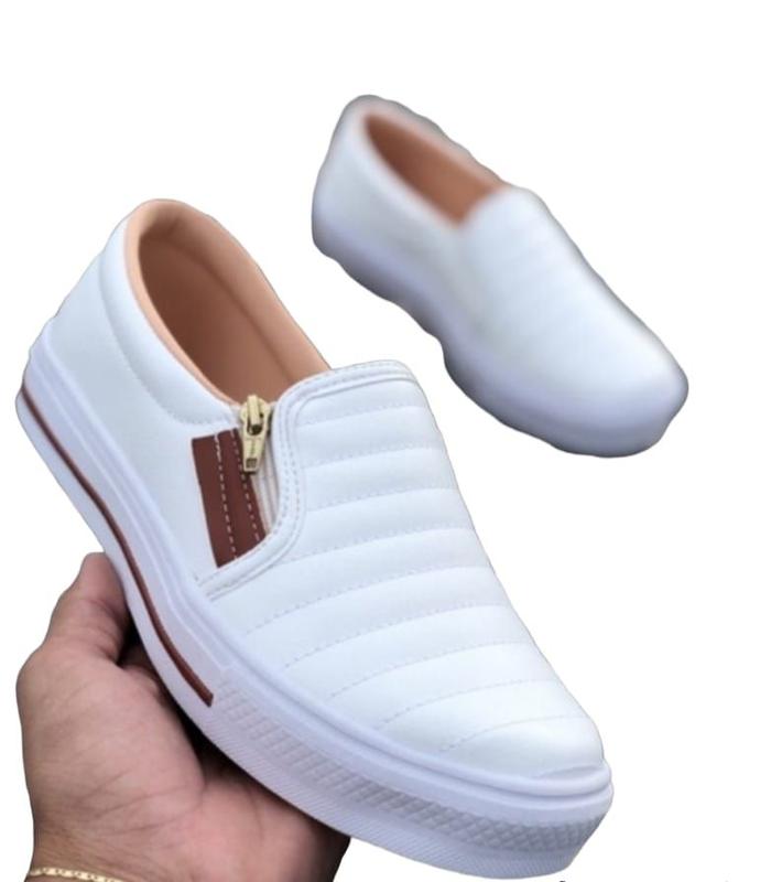 Tênis Sapatênis Feminino Casual Sapatilha Slip On Com Zíper - Aliança ...