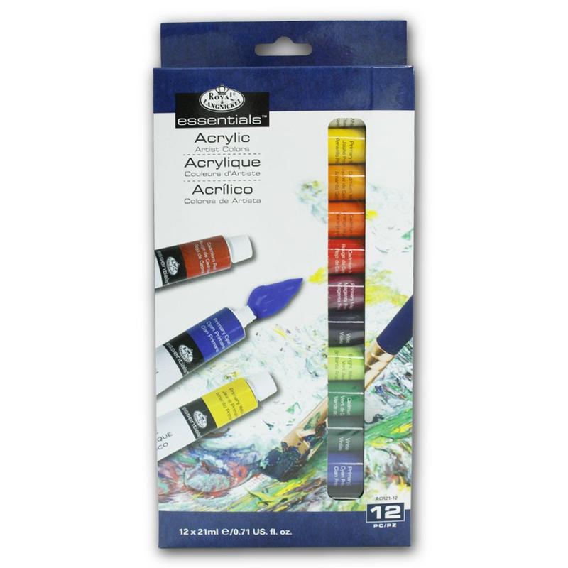 Royal & Langnickel PA-ACR3000 Set Per Pittura Acrilica Per Principianti - 10 Colori, 6 Pennelli, Tela, In Cassetta Di Legno Rosa