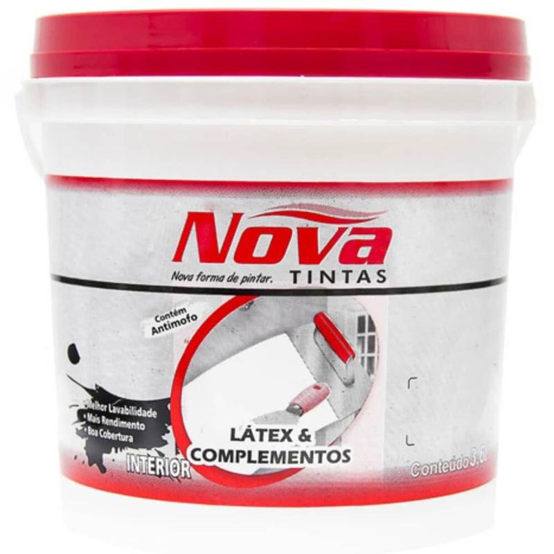 Tinta Latex Acrílico PVA Branca 3,6 Litros - 9015 - NOVA TINTAS - Tinta ...