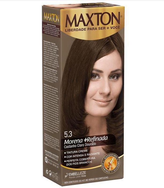Tinta maxton kit 5.3 castanho claro dourado - Tinta de Cabelo ...