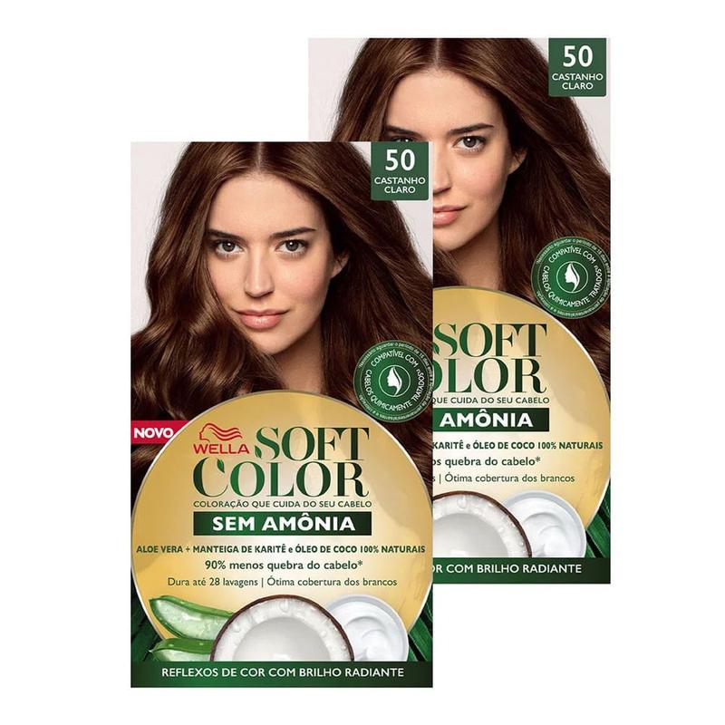 Tintura Soft Color Sem Amônia Castanho Claro 50 Kit Kit com duas ...