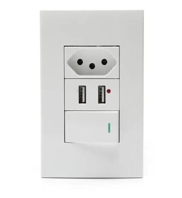 Tomada Com Interruptor E 2 Entradas Usb 10a Casa Moderna - New ...