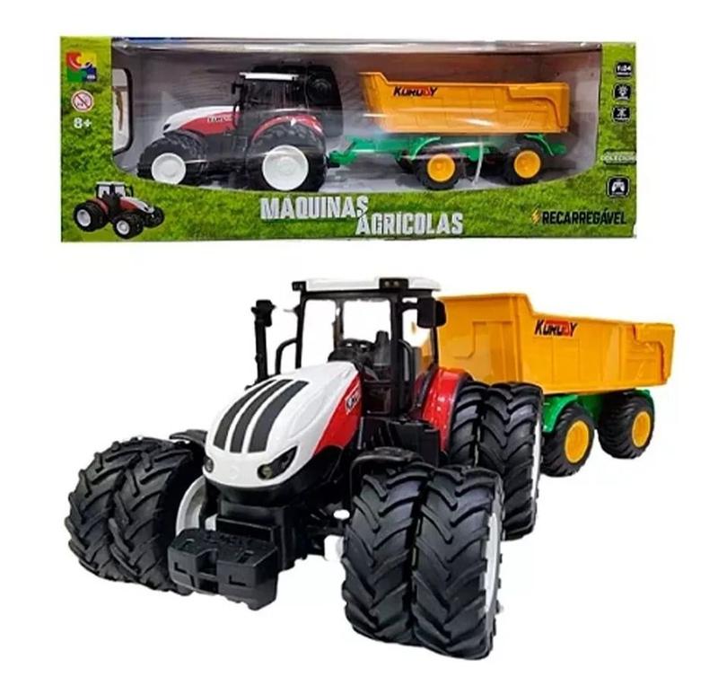 Trator de controle remoto com carreta basculante com bateria - CKS Toys ...