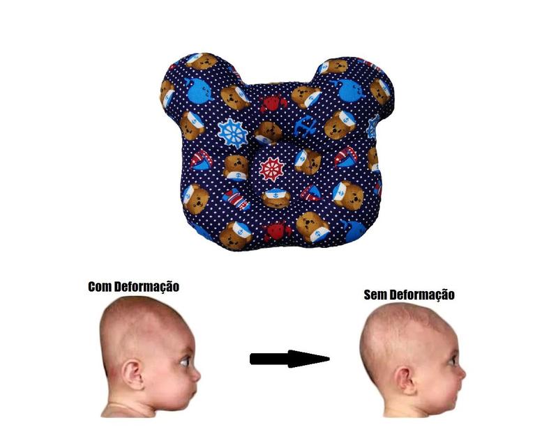 Travesseiro Cabeça Chata Bebê Plagiocefalia Urso Marinheiro Estampado ...