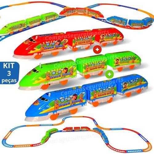 Trenzinho De Brinquedo Com Trilhos Kit Com 3 Trem Elétrico - Europio ...