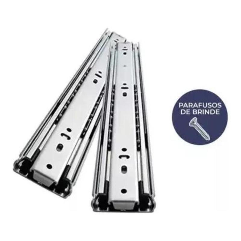 Trilho Gaveta Reforçada 30cm Par Corrediça Telescópica 45kg - hd ...