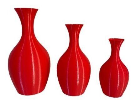 Trio De Vasos Jarros Decorativos Liso Impressão 3d - Art3dhome - Vasos ...