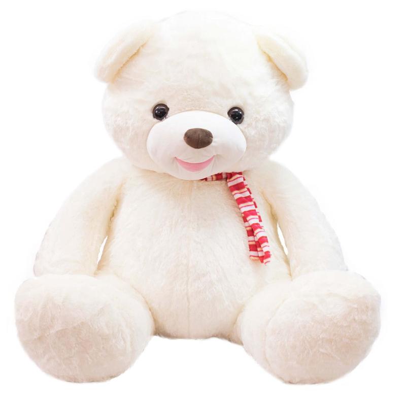 Urso Gigante Branco Laço 77cm - Pelúcia - Foffy - Pelúcia - Magazine Luiza