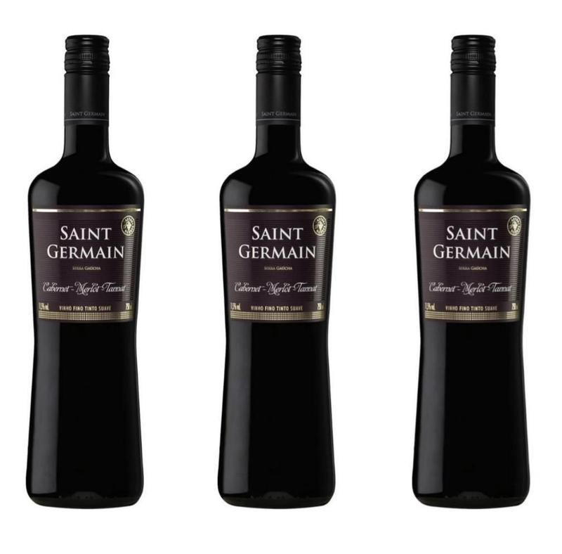 Vinho Saint Germain Tinto Suave/Doce 750Ml Kit 03 Unidades - Vinícola ...