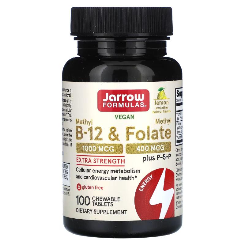 Vitamina B12 1000mcg Metilfolato 400mcg 100 Capsulas Vegetais Jarrow ...