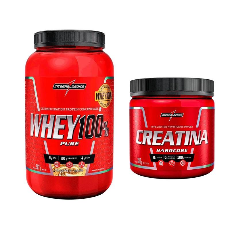Whey 100% pure pote 900g + creatina 300g integralmedica - Kit de ...